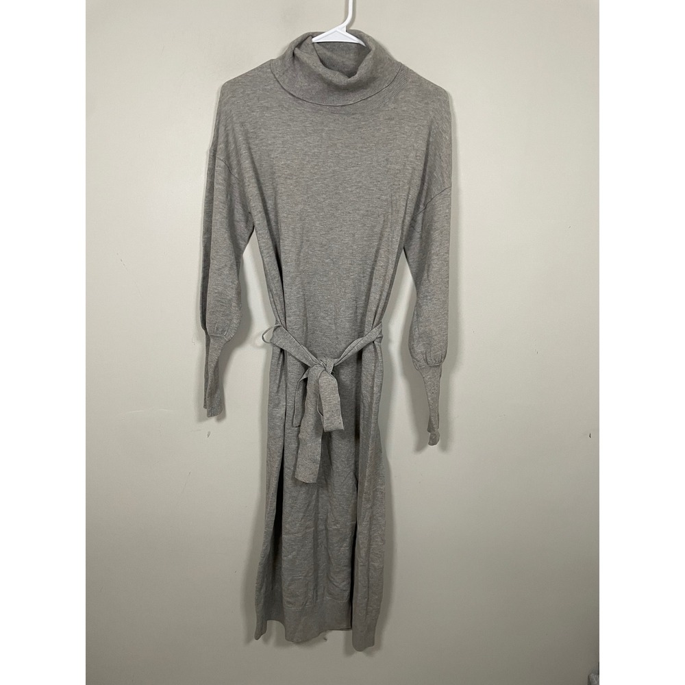Evereve Gray Turtleneck Sweater Midi Dress Size Small Fall Winter Cozy Classic